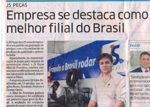 Filial JS Peças Fortaleza é destaque no Brasil!